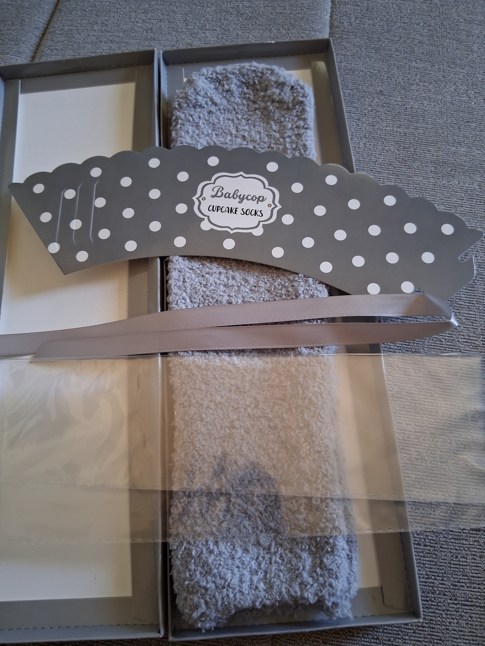 Babycup Cupcake Socks Cozy Light Gray Lounge Socks Gift Set
